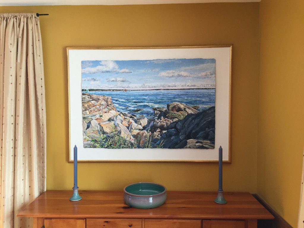 106. Marblehead Harbor, 36 x 24 inches, custom framed.