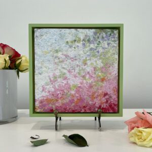 Red and Lavendar Roses green maple frame
