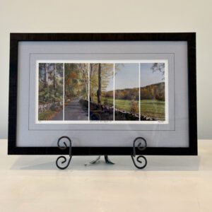 Autumn, River Road, charcoal mat, black lacquer frame, 18.5 x 12.5 x 1 inches.