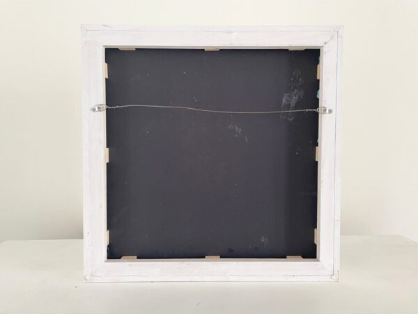 An August. Gladiolus, 20 x 20 x 2 inches, custom-made white-washed floater frame with a black chalkboard on it.
