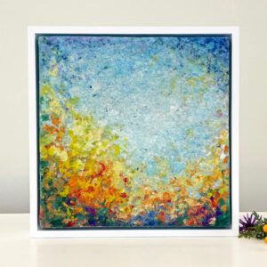 An abstract painting on a white background.