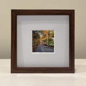 Cathedral, River Road, Topsfield, mahogany shadow box frame, 9 x 9 x 2 inches.