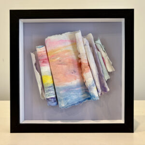 Sea Shawl, 10 x 10 x 2 inches, black shadow box frame