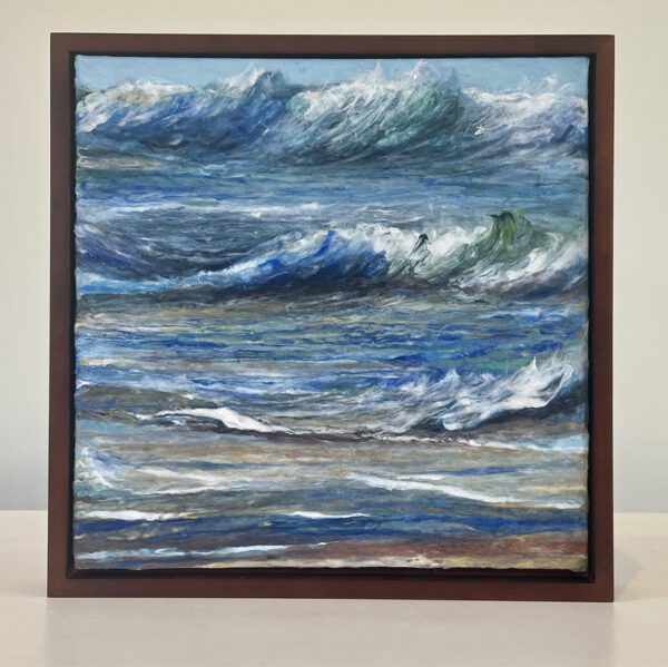 SOLD. Breaking Surf, 13 x 13 x 1 inches, mahogany floater frame.