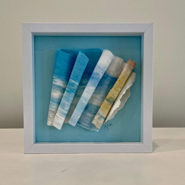 Biscayne Bay, 9 x 9 x 1 inches, white shadow box frame.