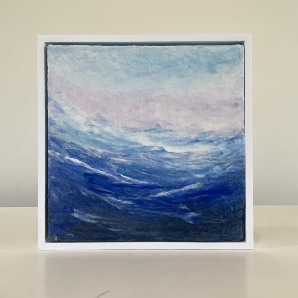 Storm at Sunrise, 9 x 9 x 1 inches, white floater frame.