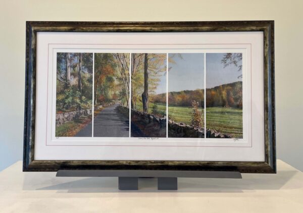 Autumn, River Road, green marble frame, 21 x 33 inches.