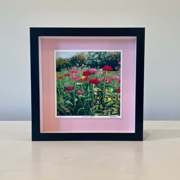 Pink Cutting Garden, 9 x 9 x 2 inches, light pink mat, white lining, black shadow box frame. - Image 3