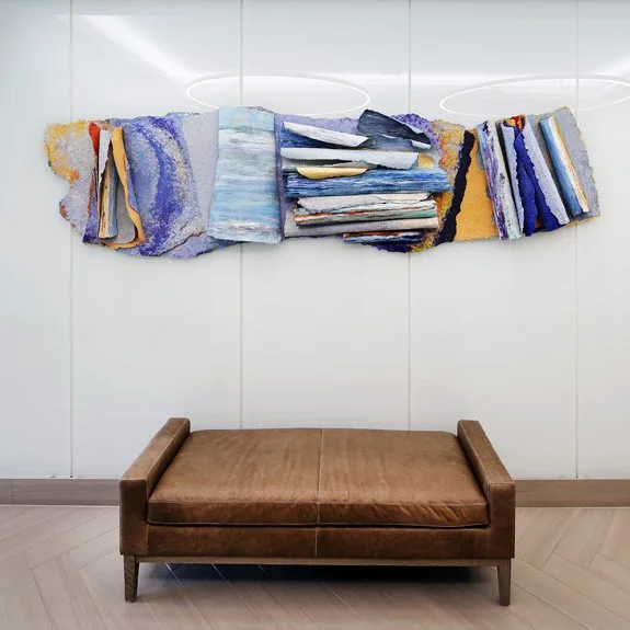 Sea Foam I, (2019). Mixed Media Wall Sculpture. 122 x 33 inches. Corporate Collection: Westport CT.