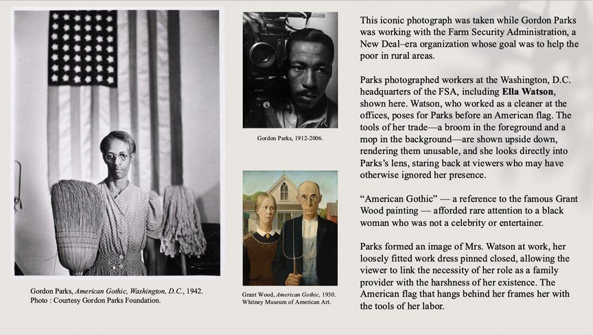 222. Gordon Parks, American Gothic, Washington, D.C., 1942.