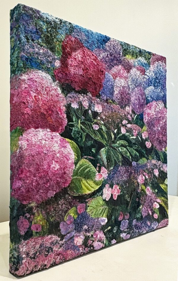 Hydrangeas on the Vine, 24 x 24 x 1.5 inches. - Image 3