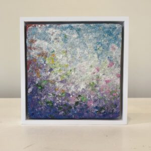 Lilacs, 7 x 7 x 1 inches, white floater frame