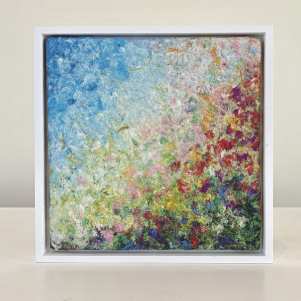 Montmartre Garden Walk, 9 x 9 x 1 inches, white floater frame