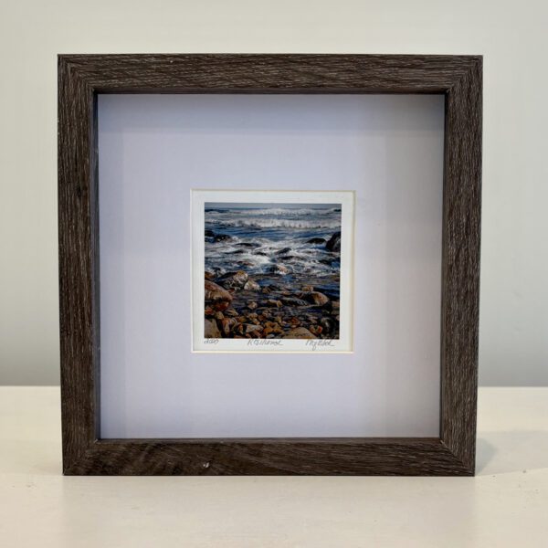 Resilience, 8 x 8 x 1.5 white mat, walnut shadow box frame