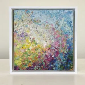 Rose Petal Swirl, 9 x 9 x 1 inches, white floater frame