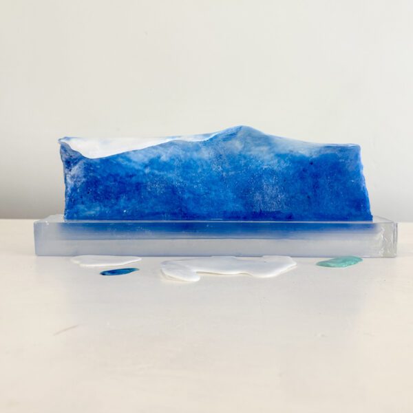 Sea foam Blues, resin and abaca sculpture 12 x 3 x 4.5 inches - Image 2