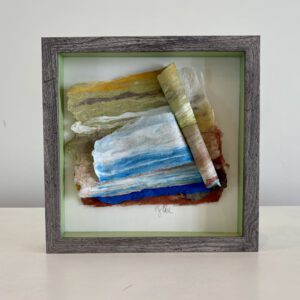 The white cliffs of Dover, 9 x 9 x 2 inches, walnut shadow box frame