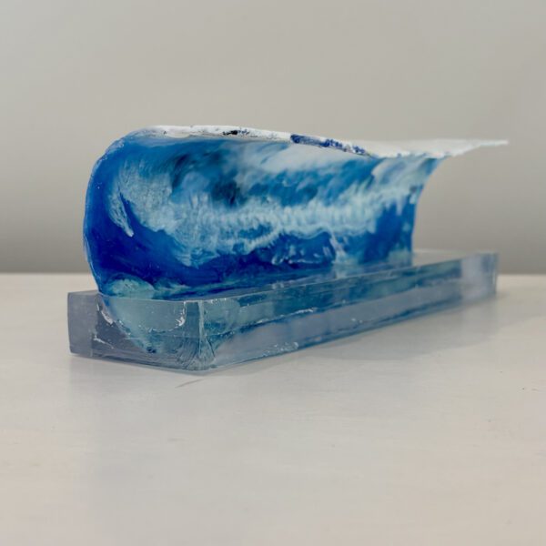 Turbulence, free standing sculpture, resin and abaca fiber, 12L x 3W x 4H