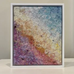 Violets, the flower for February, 12 x 9 x 1.5 inches, white floater frame