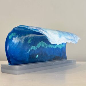Blue Crush, epoxy and abaca sculpture, 19L x 6D x 7H