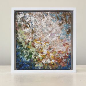 Did you hear the rain last night? 7 x 7 x 1 inches, white floater frame