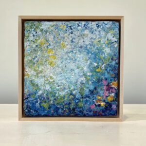 Water Lillies, 9 x 9 x 1 inches, maple floater frame