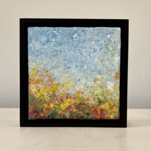 Marigolds, 7 x 7 x 1 inches, black floater frame