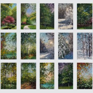 Fifteen Trees, 10.5 x 6 x 1.5 inches each.