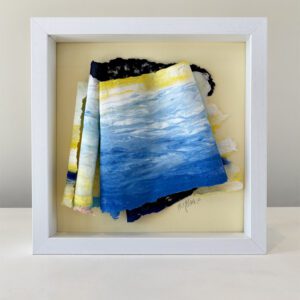 Conversations with Matisse, 9 x 9 x 2 inches, white shadow box frame