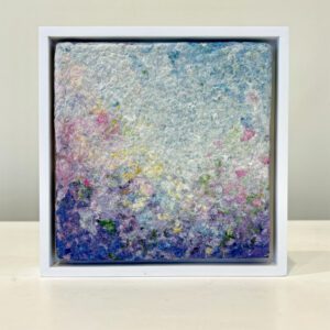 Lilacs, 7 x 7 x 1 inches, white floater frame