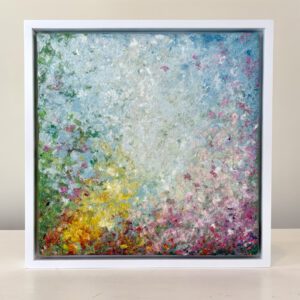 Montmartre Garden Walk, 13 x 13 x 2 inches, white floater frame