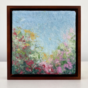 Rose Buds, 7 x 7 x 1 inches, mahogany floater frame