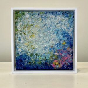 Water Lillies, 9 x 9 x 1 inches, white flaoter frame
