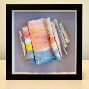 Rainbow Sherbet, 10 x 10 x 2 inches, black shadow box frame