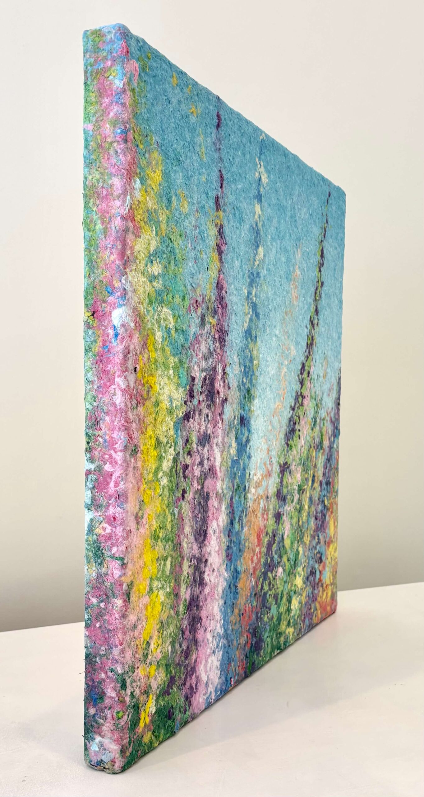 AUGUST. Gladiolus, 24 x 24 x 2 inches, custom-made white-washed floater frame. - Image 5